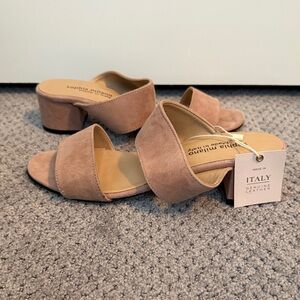 Women's Blush Leather Block Heel Sandals